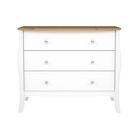 Commode 3 tiroirs blanche/pin 